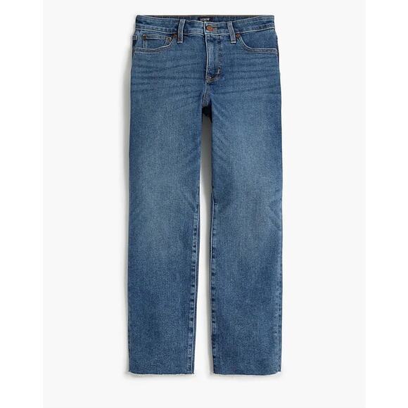 J Crew Curvy Essential Straight Denim Cut Hem Jeans US Women's 35 Plus New - Picture 1 of 7